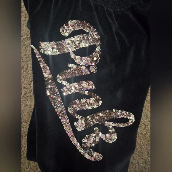PINK Victoria's Secret Bling Sequin Vintage Velour Sweatpants Joggers HTF Rare - Picture 2 of 6